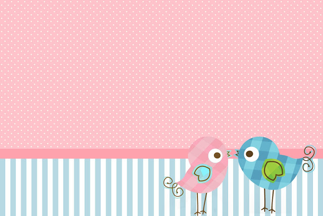 Passarinhos Azul e Rosa – Kit Completo com molduras para convites, rótulos para guloseimas, lembrancinhas e imagens!