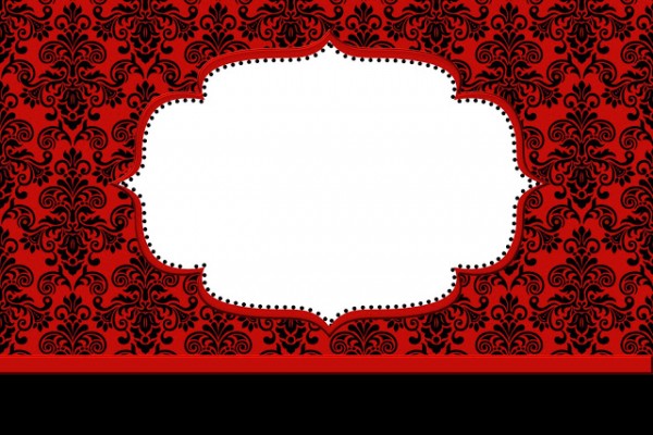 Vermelho Arabesco e Preto – Kit Completo com molduras para convites, rótulos para guloseimas, lembrancinhas e imagens!