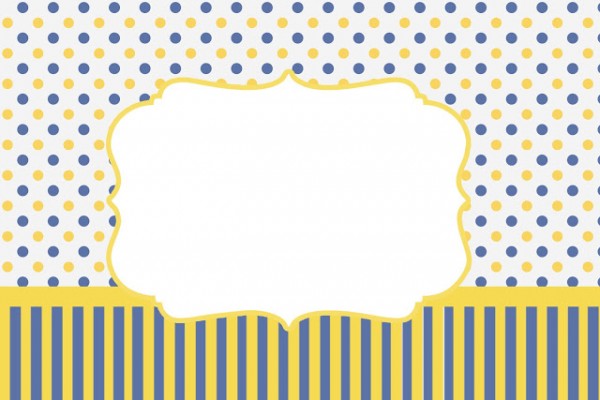 Poá e Listras Azul e Amarelo – Kit Completo com molduras para convites, rótulos para guloseimas, lembrancinhas e imagens!