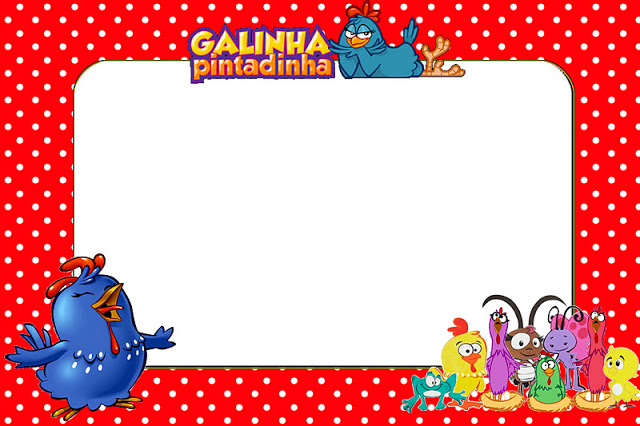 Galinha Pintadinha em Vermelho e Branco com Bolinhas – Kit Completo com molduras para convites, rótulos para guloseimas, lembrancinhas e imagens!