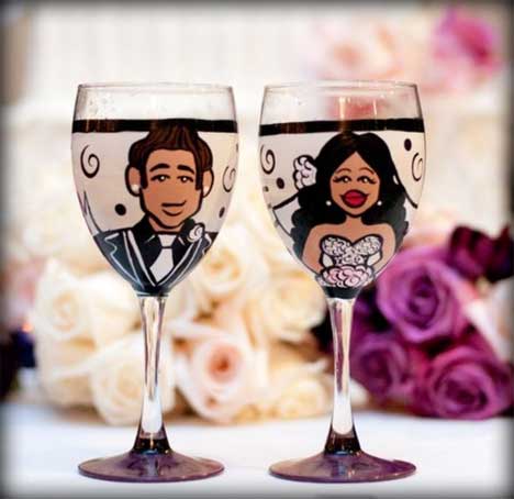 custom hand painted glassware bridal party