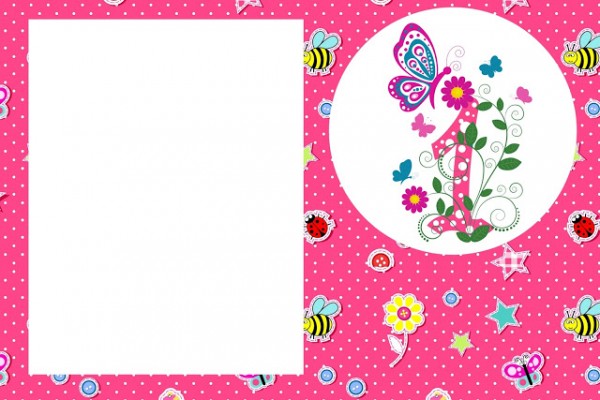 1 Ano Menina – Kit Completo com molduras para convites, rótulos para guloseimas, lembrancinhas e imagens!