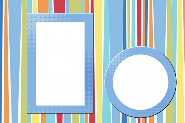Azul e Listras Coloridas – Kit Completo com molduras para convites, rótulos para guloseimas, lembrancinhas e imagens!