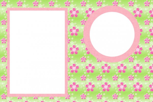 Flores com Fundo Rosa e Verde – Kit Completo com molduras para convites, rótulos para guloseimas, lembrancinhas e imagens!
