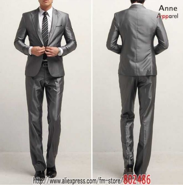 groom suits Single Breasted 1 2 Button Wool men suit wedding suit business suit silver gray