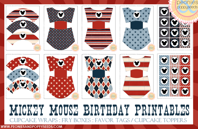 mickey cupcake and fry box printable
