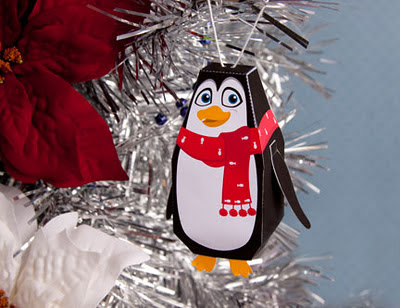 Pinguim Enfeite de Árvore para recortar e montar!