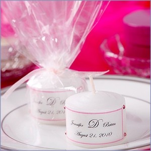 personalized tealight candle wedding favor with crystals