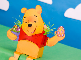 Caixinha de Páscoa do Pooh em 3D para Recortar e Montar!