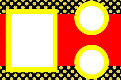 Vermelho, Preto e Amarelo – Kit Completo com molduras para convites, rótulos para guloseimas, lembrancinhas e imagens!