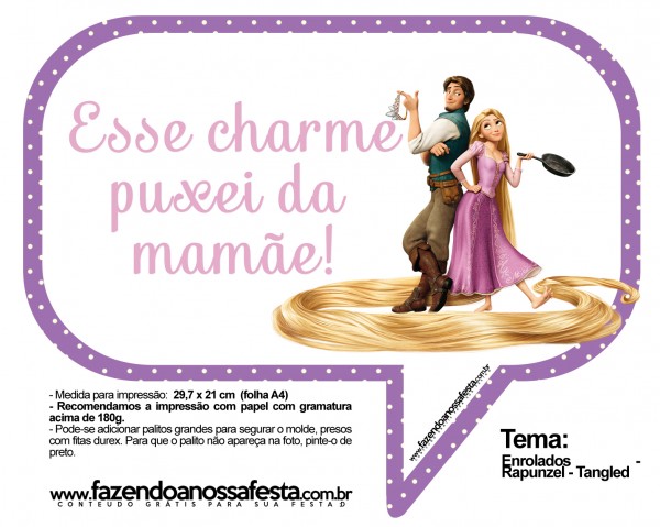 Plaquinhas Divertidas para Festa Rapunzel, Enrolados da Disney!