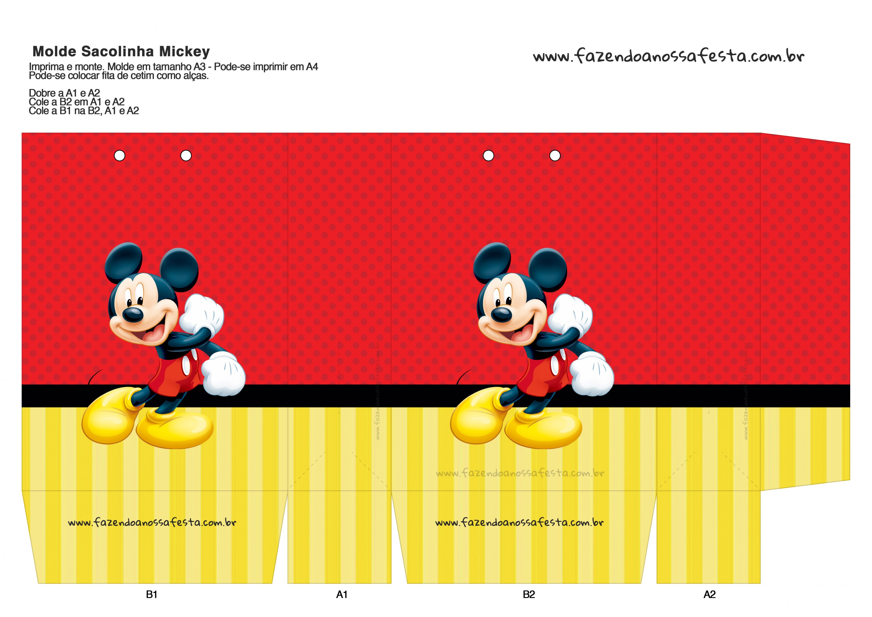 Sacolinha Lembrancinha Mickey Mouse A3