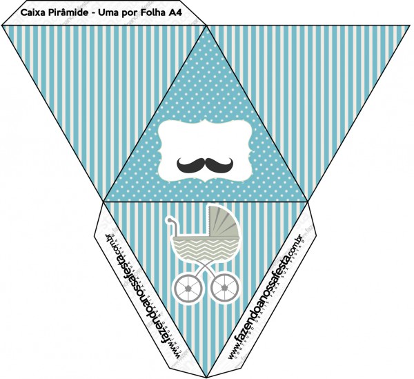 Caixa Pirâmide Chá de Bebê Mustache