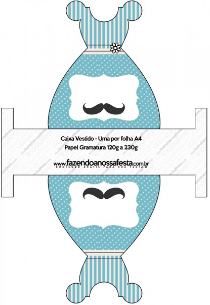 Caixa Vestido Chá de Bebê Mustache