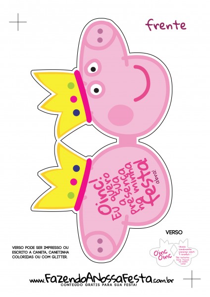 Convite Cabeca Peppa Pig Princesa Frente 1