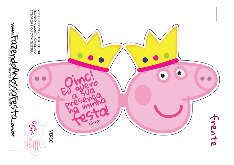 Convite Cabeça Peppa Pig Princesa - Frente (1)
