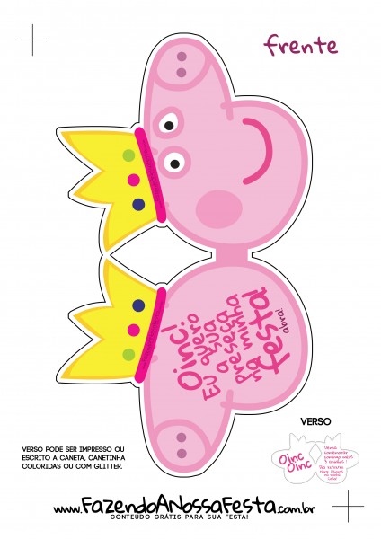 Convite Cabeca Peppa Pig Princesa Frente