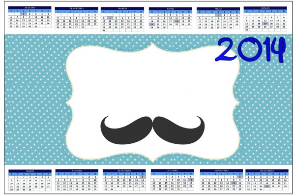 Convite Calendário 2014 Chá de Bebê Mustache