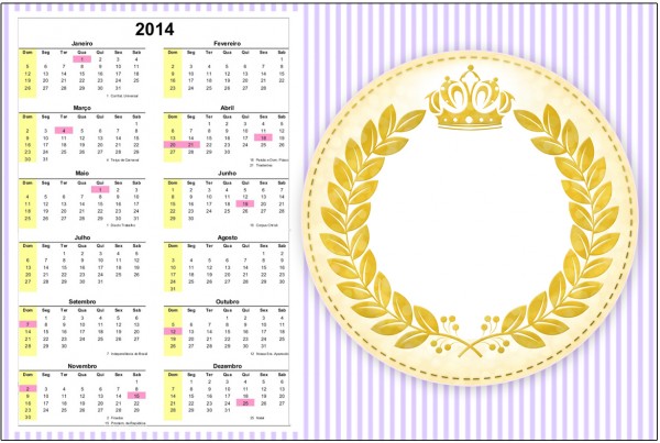 Convite Calendário 2014 Coroa de Princesa Lilás 12