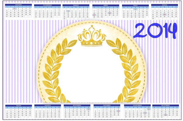 Convite Calendário 2014 Coroa de Princesa Lilás2