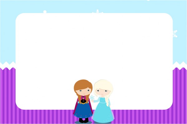 Convite Cartão Frozen Cute Roxo e Azul