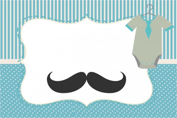 Convite, Moldura e Cartão Chá de Bebê Mustache