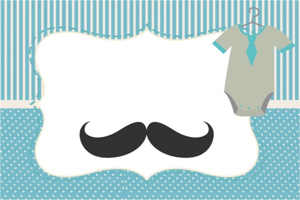Convite Moldura e Cartão Chá de Bebê Mustache1