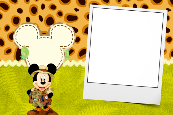 Convite com Foto Mickey Safari