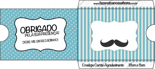 Envelope Cartão Agradecimento Chá de Bebê Mustache