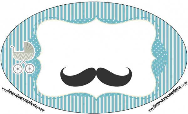 Placa Elipse Chá de Bebê Mustache