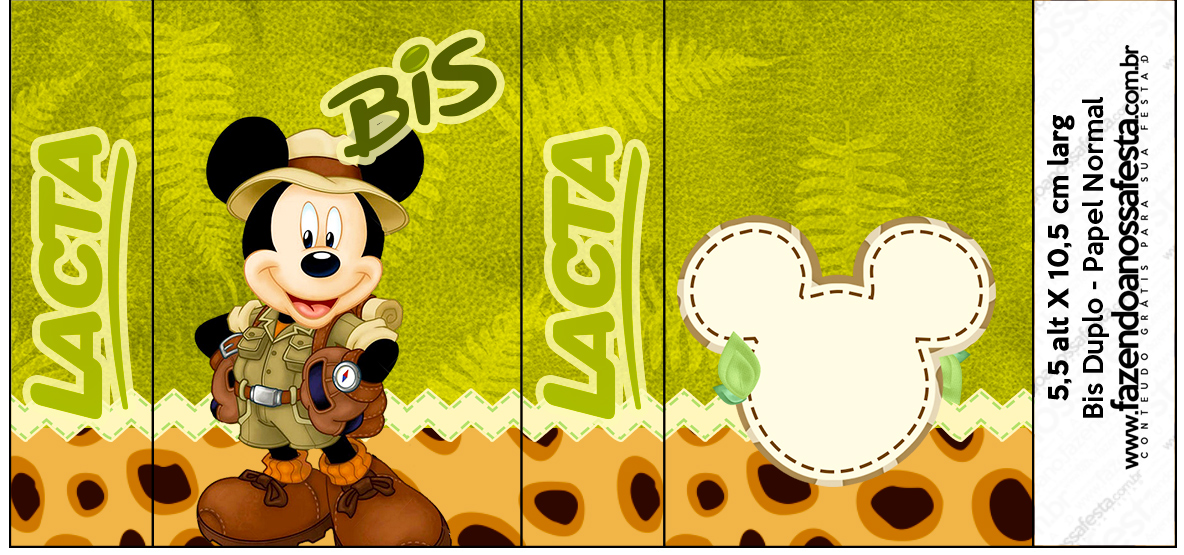 Rótulo Bis Duplo Mickey Safari Fazendo A Nossa Festa