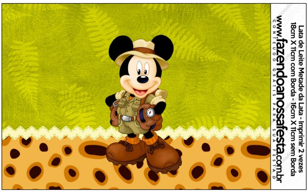 Rótulo Lata de Leite Mickey Safari