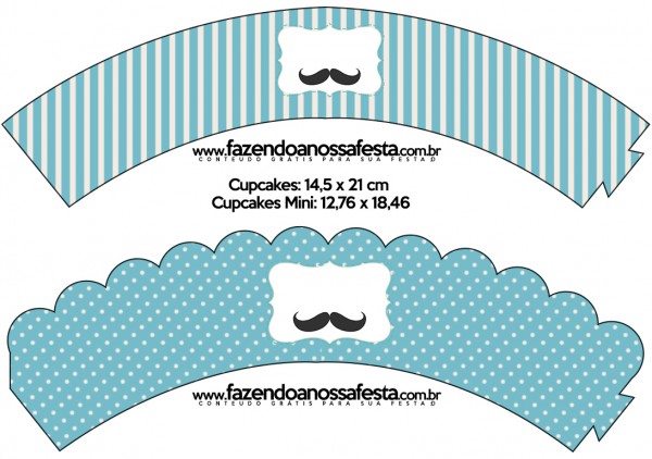 Saias Wrappers para Cupcakes Chá de Bebê Mustache