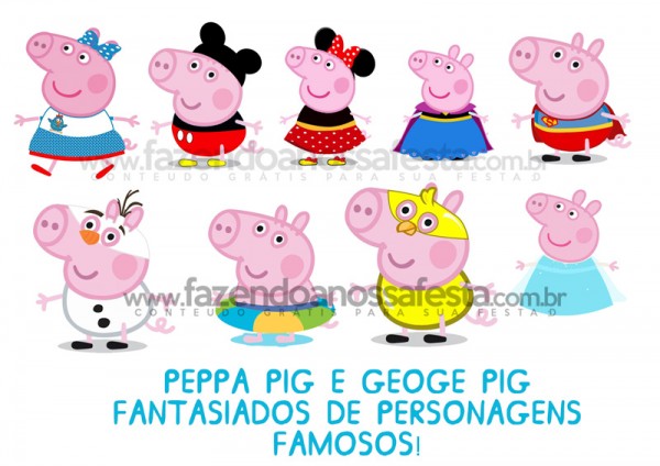 Peppa Pig e George Pig Vestidos de Personagens Famosos