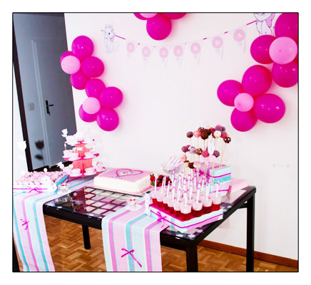 Decoração de aniversário simples Gata Marie 