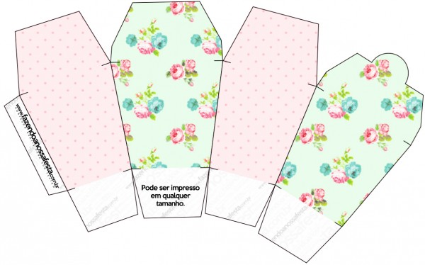 Caixa China in Box Floral Verde e Rosa