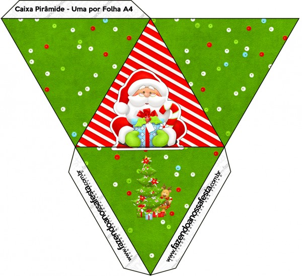 Caixa Pirâmide Natal Vermelho e Verde1