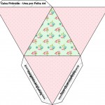 Caixa Pirâmide xFloral Verde e Rosa