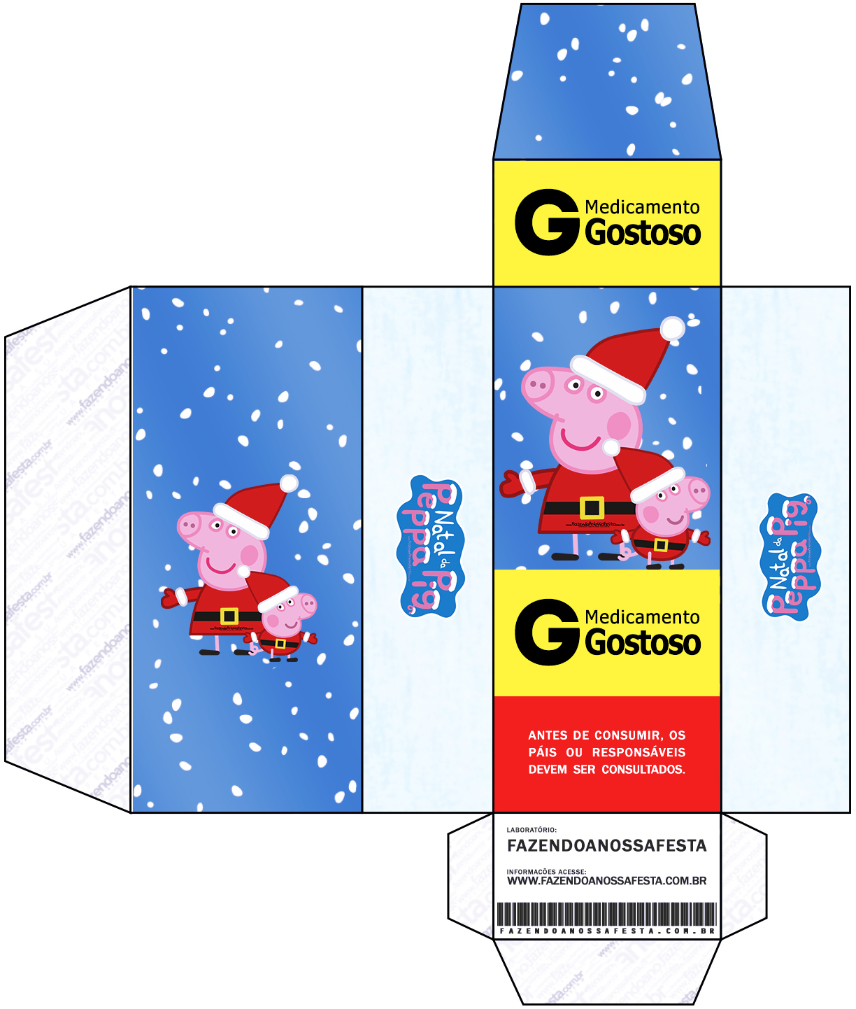 Caixa Remédio Peppa Pig Natal - Fazendo a Nossa Festa
