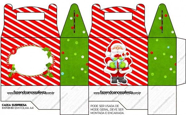 Caixa Surpresa para Lembrancinha Natal Vermelho e Verde1