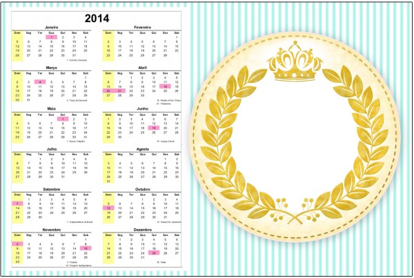 Convite Calendário 2014 2 Coroa de Príncipe Verde