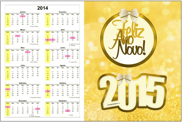 Convite Calendário 2014 Ano Novo 2015 2