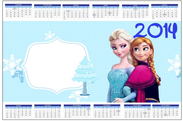 Convite Calendário 2014 Frozen Azul