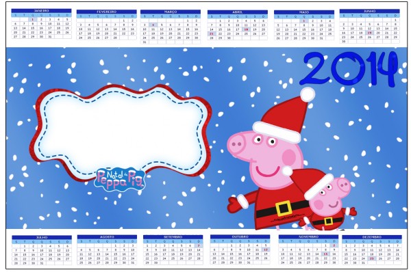 Convite Calendário 2014 Peppa Pig Natal