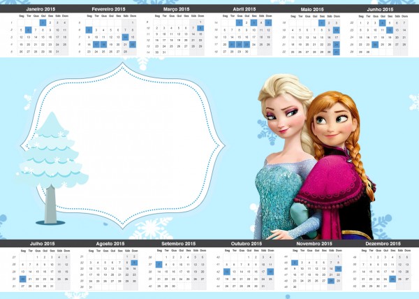 Convite Calendário 2015 Frozen Azul