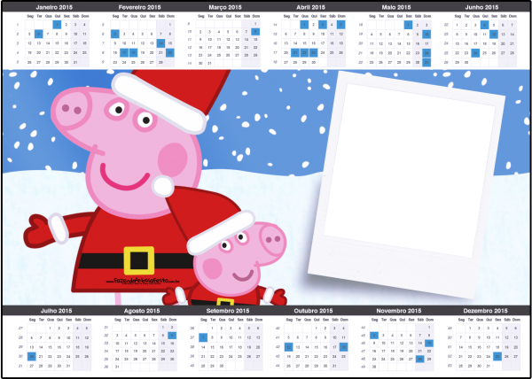 Convite Calendário 2015 Peppa Pig Natal