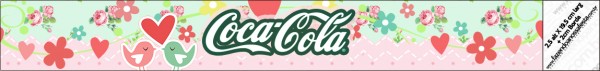 Rótulo Coca cola Passarinho Vintage Rosa e Verde