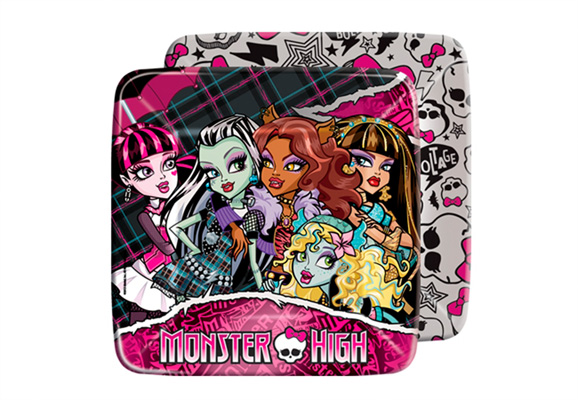 Prato Descartável Quadrado Monster High