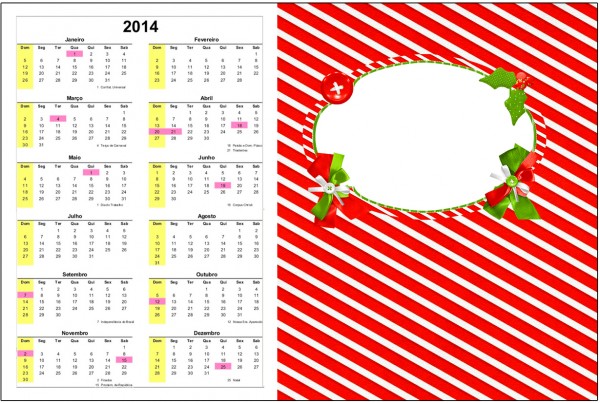 Convite Calendário 2014 2 Fundo Natal Vermelho e Verde
