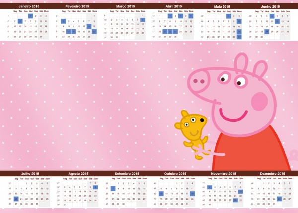 Convite Calendário 2015 Peppa Pig e Teddy